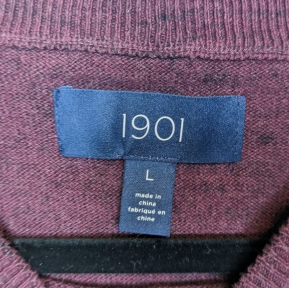 1901 Men’s 100% Cotton Burgundy Sweater L 🍂 - Picture 3 of 7
